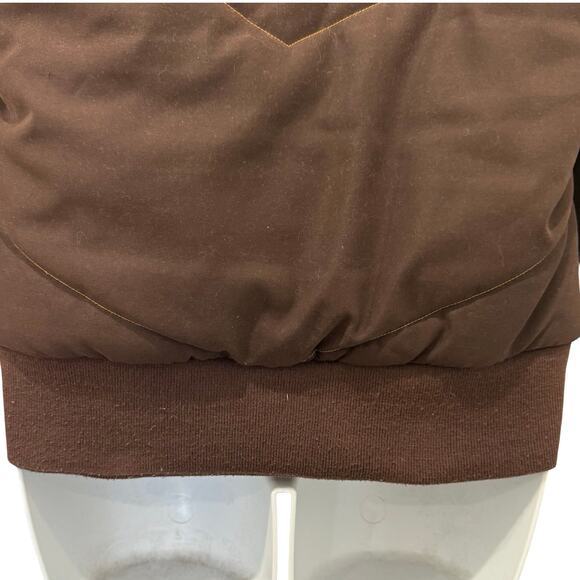 Adidas Brown Red Orange Chevron Embroidered Polar Bear Puffer Jacket size 38 / S - Picture 12 of 13